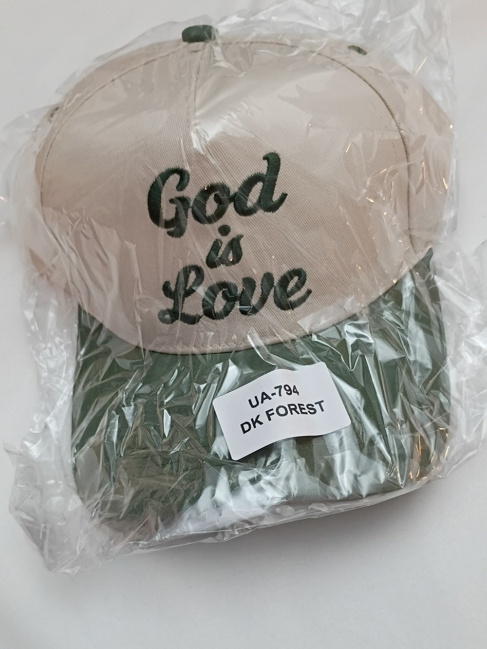 Women's God Is Love Kids Baseball Cap - Dark Forest/Beige
